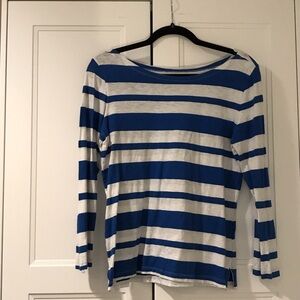 J. Crew Blue and White Striped Long Sleeve Tee